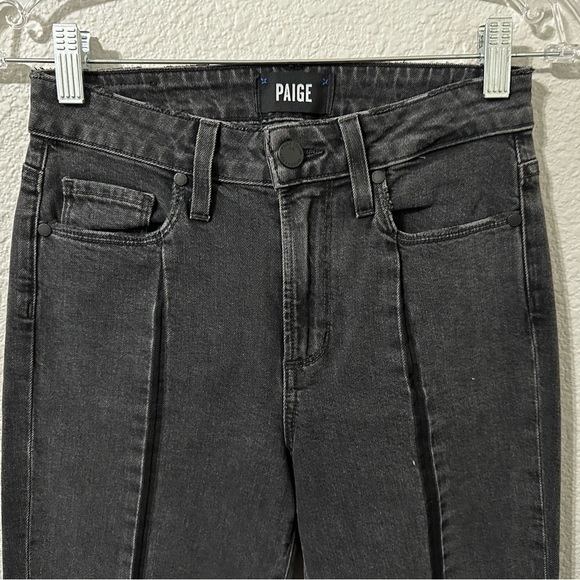Black PAIGE "Julia" Slim Uneven Frayed Hem Jeans. Sz 24. Grey/Black - Picture 4 of 9
